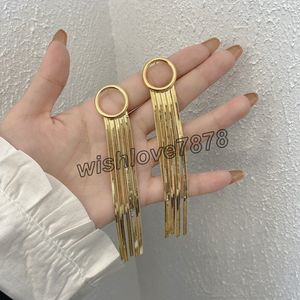 Koreanische Vintage Glänzend Schlange Knochen Kette Baumeln Lange Quaste Drop Ohrringe für Frauen Gold Kreis Geometrische Ohrring Modeschmuck