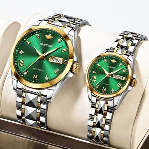 豪華な時計腕時計カップルOoupinke2021 Mens Watches Luxury Quartz Women Clock Ladies Dress Dress Wurtwatch Fashion Lovers Gift