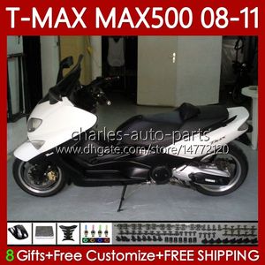 طقم هيكل السيارة ل Yamaha Tmax White Black Max 500 XP500 MAX-500 T 2008 2009 2010 2011 Bodys 107NO.69 TMAX-500 TMAX500 T-MAX500 08-11 MAX500 08 09 10 11 OEM MOTO FASTING