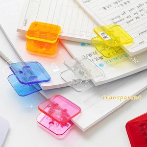 Candy Mini Square Clips Transparent & Solid Color Page Holder Paper Clip Clamp for Memo File Magazine Books Household LX4619