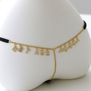 Cintura de letra zircão personalizada para mulheres bling de ouro nome personalizado cadeia de barriga sexy corpo jóias verão