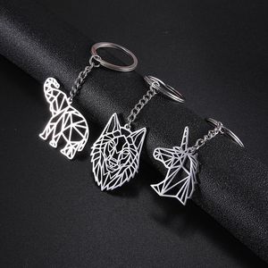 Teamer Stainless Steel Keychain Animal Key-ring Fox Wolf Dog Key Chain Christmas Gifts Tiger Unicorn Jewelry Accessories