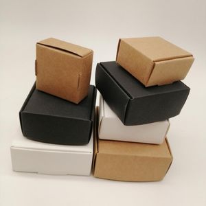 Envoltório de presente 100 pcs branco / preto / kraft caixa de papel kraft para presentes festa de aniversário casamento doces armazenamento embalagem atacado