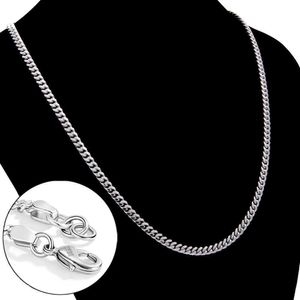 Fashion 100% 925 Sterling Silver Necklace for Men & Women Punk Real Silver 3mm 18 -24 Inches Curb Cuban Horsewhip Chain Jewelry Q0809