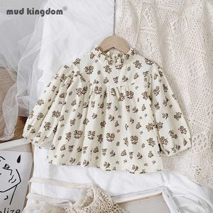 Mudkingdom Spring Baby Girls Floral Blouses Ruffle Long Sleeve Tops Toddlers Children Clothes Kids Shirts 210615