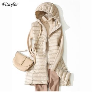 Fitaylor الشتاء خفيفة جدا بطة بيضاء أسفل معطف المرأة 4xl زائد الحجم سترة متوسطة طويلة سترة الإناث عارضة سستة قميص 210923