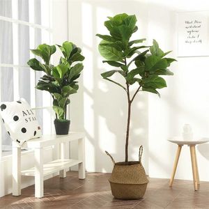 122cm Tropical Tree Large Artificial Ficus Plants Branches Plastic Fake Leafs Green Banyan Tree For Home Garden Room Shop Decor 211104