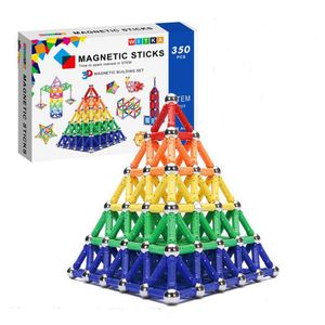 350pcs En uppsättning Roliga magnetiska byggstenar Sticks Set Pedagogisk leksak för barn Barn Boys Girls Födelsedag Julklapp med paketlåda