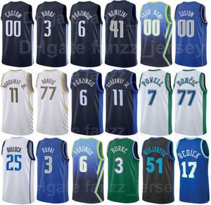 スクリーンプリントバスケットボールドリアンFinney-Smith Jersey 10 Maxi Kleber 42 Dwight Powell 7 Boban Marjanovic 51 JJ Redick 17 Reggie Bullock 25 Luka Doncic 77男青少年