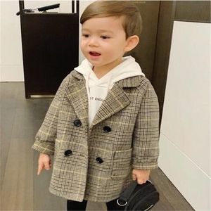Moda crianças casaco de lã para outono inverno meninos bebê jaqueta outwear toddler menino médio-longo windbreaker casaco crianças roupas