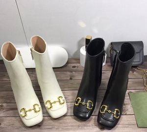Yüksek kaliteli kadın zincir toka kısa çizmeler moda altın botlar süper deri ilkbahar ve sonbahar sokak parti gösterisi hig topuklu 5 cm lüks kutusu 35-40