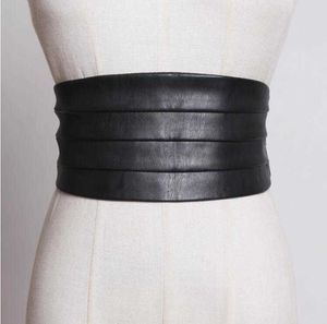 Women's runway fashion pu leather elastic Cummerbunds female Dress coat Corsets Waistband Belts decoration wide belt R1775 CX200722