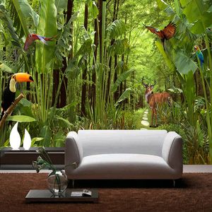 Foto tapeter modern tropisk regnskog väggmålningar vardagsrum TV soffan restautant cafe bakgrund vägg dekor vattentät duk