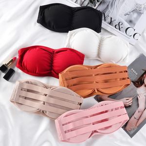 Outfit Strapless Sexy Bra Crop Tops Seamless Women Back Closure Bandeau Tube Underwear Female Strapless Yoga Sports Bras Top
