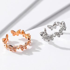 Eheringe Uilz Mode Zirkonia CZ Offene Einstellbare Rose Gold Tanzen Beweglicher Schmetterling Für Frauen Schmuck Bague Anillo