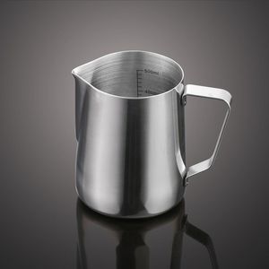 Milk Frothing Pitcher, Thickening Stainless Steel Coffee Steaming Pitcher With Measurements Inside, 350/600ml 210309