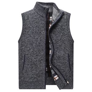 Winter Slim Fit Men's Sleeveless Vests Sweater Warm Jumper Knitted Waistcoats Casual Men Solid Sweater Vest Jackets Man Clothing 210601