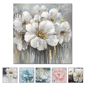 MYT White Flower Wall Art Oil Painting - Unframed Home Decor (1 Piece) with Free Shipping - 210310
