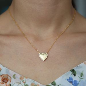 925 sterling silver jewelry valentines gift Heart pendant necklace gold rose silver 3 colors Brushed effect hearts Golden chain Q0531