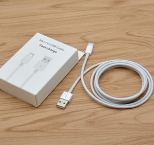 1M 1.5m 2m 3m micro USB Type-C Cabos 2A Cabo de Cabo de Carregador de Dados de Carregamento Rápido de Carregamento para Samsung Xiaomi Huawei Tablets Telefone Celular Branco com caixa de varejo