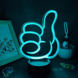 Polegares Claros venda por atacado-Luzes da noite polegares para cima lâmpadas d LED RGB Neon Acrílico Usb Cool Presentes Coloridos para amigos Quarto Beedside Mesa De Café Decoração