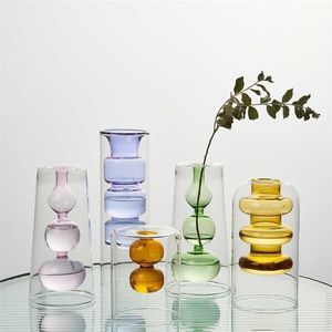 Nordic Glass Vase Hydropanics Heminredning Vardagsrum Skrivbord Tillbehör Terrarium Vaser för blomsterarrangemang Presenter 211215