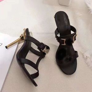 샌들 여름 럭셔리 하이힐 여성 디자이너 슬라이더 데님 블루 청키 힐 신발 진짜 가죽 발 뒤꿈치 34-41