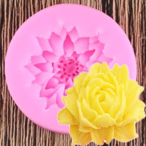 Kek Araçları 3D Güzel Lotus Chrysanthemum Çiçekler Düğün Dekorasyon DIY Pişirme Fondan Silikon Kalıp Sabun Kalıp