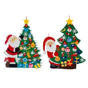 DIY senti feltro de natal boneco de neve calendário de parede Pendurado presente de árvore de ornamento para menino menina porta ornamento decorações crianças brinquedos H1112