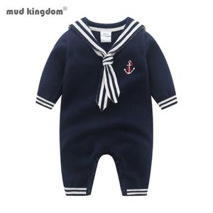 Mudkingdom Boutique Baby Boys Sweater Rompers Spring Autumn Long Sleeve Sailor Sytle Infant Crawl Jumpsuit Clothes 210615