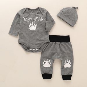 Spädbarnskläder Baby kostym Baby Boys Kläder Toddler Kläder Ställ Nyfödda Kläder Bodysuiter Långärmad + Pant för 3m-24m D30 210226