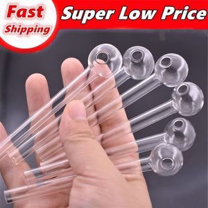 Ultra-barato 4 polegadas (10cm) Clear Pyrex Vidro de vidro queimador de óleo tubo transparente tubo de vidro de queima de tubos de água fumando tubos de água para Dab Rig Bong