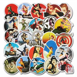 50 sztuk Pack Vintage Retro Pinup Dziewczyna Lady Vinyl Naklejki Wodoodporne Naklejki Do Butelki Wodnej Laptopy Planner Scrapbook Telefon Mac Szafa Wall Case Case Organizer Naklejka