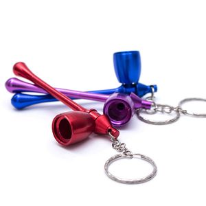 Cogumelo metal fumo tubo bong com keychain multi-cor portátil pequeno queimador de tabaco hookah titular de alumínio liga vs tubulações de água de plataforma Dab bongs