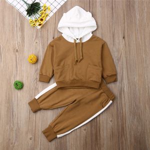 1-5t Pojkar Sportkläder Set Söt Polar Bear Skriv ut Hoodies Sweat Boys Sweatshirt Outfits Striped Long Pants Tracksuits för Boys Set x0802