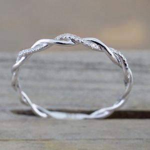 Ring för kvinnor tunna temperament lindande bröllopsförlovning ringar silver färg cubic zirconia mode present smycken dzr018