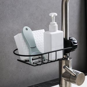 Stainless Steel Kitchen Faucet Holder Adjustbale Sink Caddy Organizer Soap Brush Dishwashing Liquid Drainer Brushes Storage Rack 4pcs HH21-76