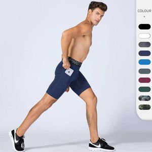 Herren Pro Fitness Shorts mit Tasche, Sport, Laufen, Training, schweißableitend, schnell trocknend, elastisch, eng anliegend, Biker-Gym-Leggings