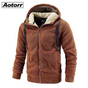 2021 New Mens Lambswool Jackets Coat Winter Fleece Thick Warm Men's Jacket Casual Solid Color Hooded Outwear Male Plus Size 8XL Y1109