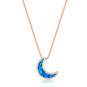 Naszyjniki wisiorek 2021 Trend Half Moon Naszyjnik dla Kobiet Biały Niebieski Opal Femme Silver Kolor Neck Wedding Neck Box Łańcuch