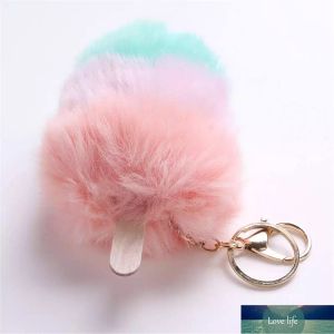 Päls pom pom cream keychain nyckelring hållare täcker kvinnor väska charm ornament pendant smycken tillbehör fabrik pris expert design kvalitet senaste stil original