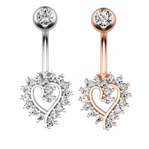 Zircon Love Heart Fashion Surgical Stainless Steel Navel Piercing Belly Button Rings Body Jewely