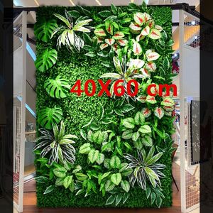 Ghirlande di fiori decorativi 40X60 cm 3D Verde Pianta artificiale Pannello da parete Tappeto Decorazione Sfondo di nozze Festa Giardino Erba Fiore Ou