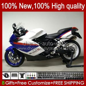 Biały niebieski korpus + pokrywę zbiornika dla BMW K1200 K 1200 S 1200S 05-10 Bodywork 28no.38 K1200-S K1200S 05 06 07 08 09 10 K-1200S 2005 2006 2007 2008 2009 2010 Rzeczyści motocyklowe