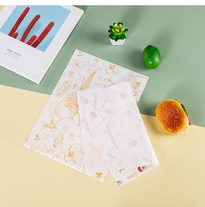 Cake Roll Pokonywane z Oil Proof Papers Western Style Taca Pakowanie Papier Hamburger Papier 100 sztuk / partia T2I52268