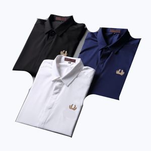 2021 Professional Business Short Slemeve Dress Shirt Fashion Men's Casual Solid Color Print Decorative Top #men01
