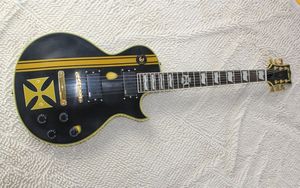 Silverrosa och blå randig elektrisk gitarr Rose Wood Fingerboard Tre Black Pickups Spegel