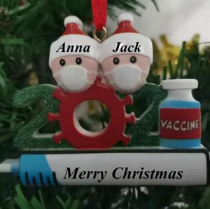 2021 Christmas Tree Decoration Xmas Ornament Product Personalized Family Of 1-9 Pendant Pandemic with syringe Festival Gift