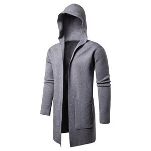 Sweter Mężczyźni Solid Solvers Casual Hooded Jesień Zima Ciepłe Odzież Femme Slim Fit Skacz 210918