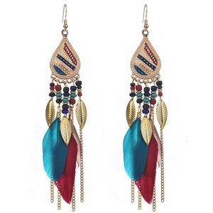 Charms Ear Stud Clip Rings Court National Temperament Versatile Bohemian Simple Feather Female Accessories